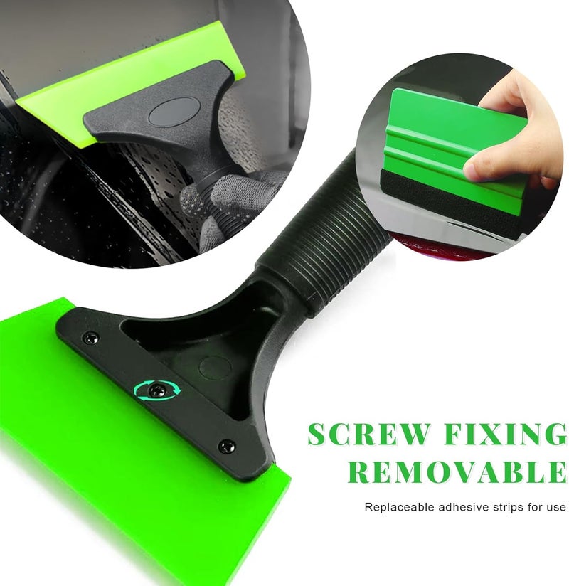 Yourkar 4 PCS Window Tint Kit Tools, Professional Vinyl Wrap Kit with Plastic Squeegee & Felt Squeegee, Universal Privacy Film Installation Tint Tools for Vehicle Glass Home (Green) - Image 3